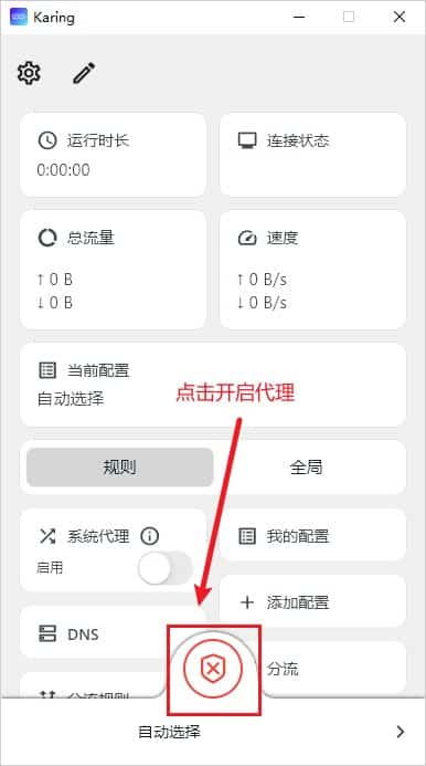 Karing 启用代理
